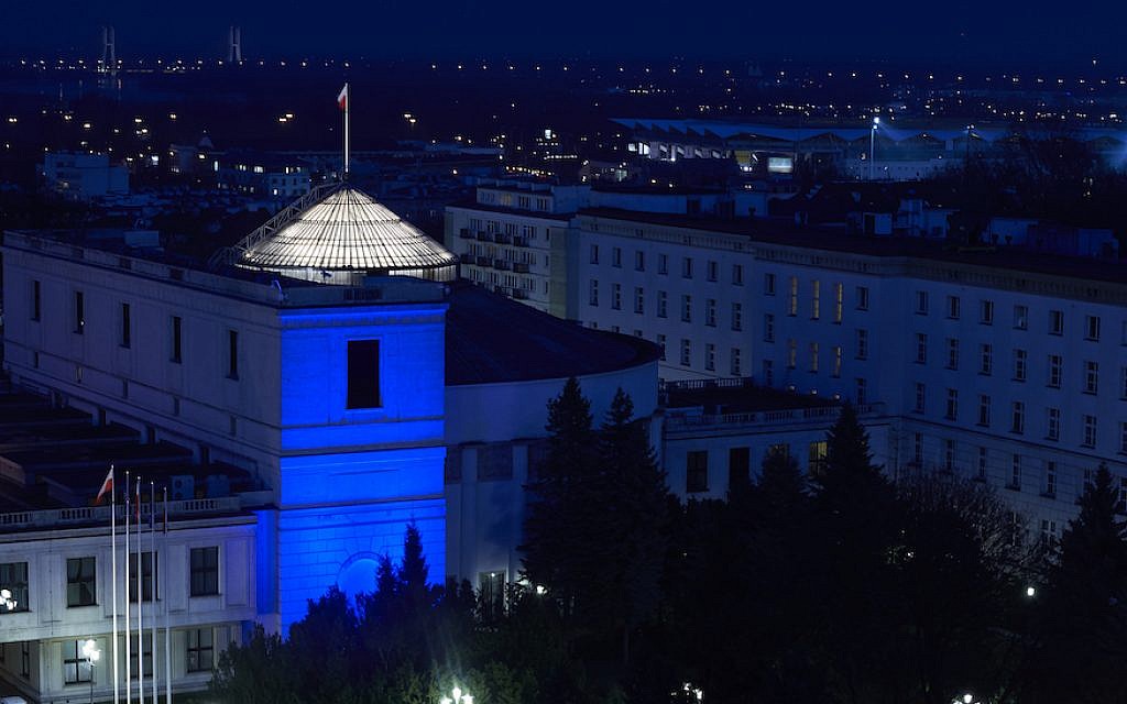 Poland’s Sejm Parliament House in Warsaw in 2015. (Adam Nurkiewicz/Getty Images via JTA)
