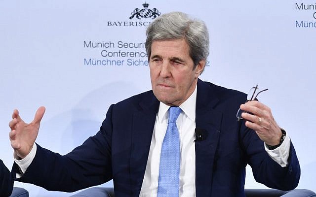 Former US Secretary of State John Kerry attends a panel discussion during the Munich Security Conference on February 18, 2018 in Munich, southern Germany. (AFP PHOTO / THOMAS KIENZLE) Former US Secretary of State John Kerry attends a panel discussion during the Munich Security Conference on February 18, 2018 in Munich, southern Germany. (AFP PHOTO / THOMAS KIENZLE)