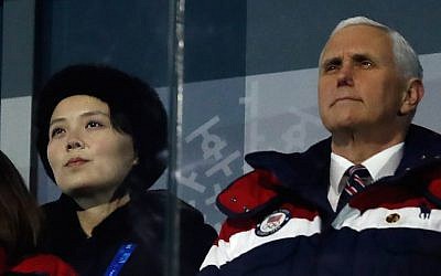 In this photo taken on February 9, 2018 US Vice President Mike Pence (R) and North Korea's Kim Jong Un's sister, Kim Yo Jong, attend the opening ceremony of the Pyeongchang 2018 Winter Olympic Games at the Pyeongchang Stadium. (AFP PHOTO / Odd ANDERSEN)