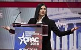 Spokesperson for the National Rifle Association (NRA) Dana Loesch speaks during the 2018 Conservative Political Action Conference at National Harbor in Oxon Hill, Maryland on February 22, 2018. (AFP PHOTO / JIM WATSON)