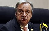 UN Secretary-General Antonio Guterres speaks at a press conference in Addis Ababa, Ethiopia on January 28, 2018. (AFP/Simon Maina)