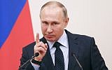 Russian President Vladimir Putin gives a speech to Russians who will take part in the upcoming 2018 Pyeongchang Winter Olympic Games, at the Novo-Ogaryovo state residence outside Moscow on January 31, 2018. (AFP Photo/Pool/Grigory Dukor)
