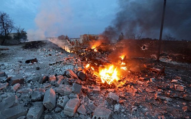 A picture taken on February 3, 2018, shows parts of a downed Sukhoi-25 fighter jet in Syria's northwest province of Idlib. (Omar Haj Kadour/AFP) A picture taken on February 3, 2018, shows parts of a downed Sukhoi-25 fighter jet in Syria's northwest province of Idlib. (Omar Haj Kadour/AFP)