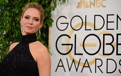Actress Uma Thurman arrives on the red carpet for the Golden Globe awards in Beverly Hills, California in 2014. (Frederic J. Brown/AFP)
