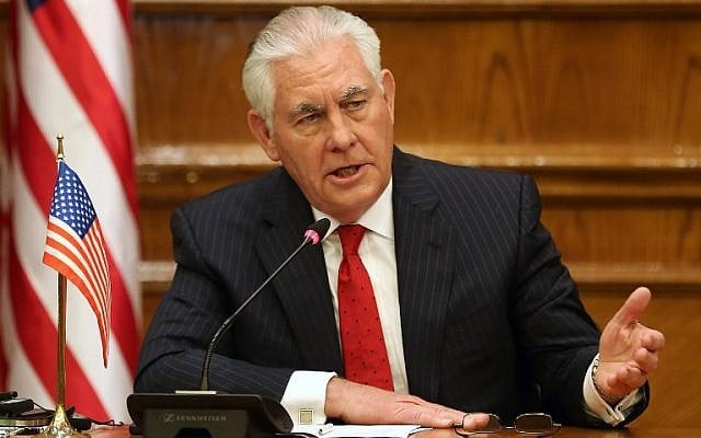 US Foreign Secretary Rex Tillerson speaks during a joint press conference with Jordanian foreign minister in Amman on February 14, 2018.(AFP PHOTO / Khalil MAZRAAWI) US Foreign Secretary Rex Tillerson speaks during a joint press conference with Jordanian foreign minister in Amman on February 14, 2018.(AFP PHOTO / Khalil MAZRAAWI)