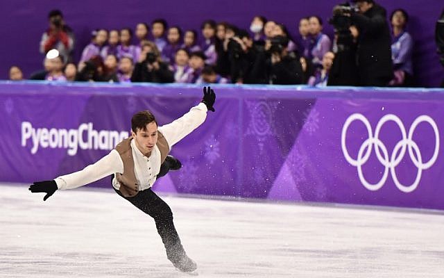 Israel's Alexei Bychenko competes in the men's single skating short program of the figure skating event during the Pyeongchang 2018 Winter Olympic Games, on February 16, 2018. (AFP/Aris Messinis) Israel's Alexei Bychenko competes in the men's single skating short program of the figure skating event during the Pyeongchang 2018 Winter Olympic Games, on February 16, 2018. (AFP/Aris Messinis)