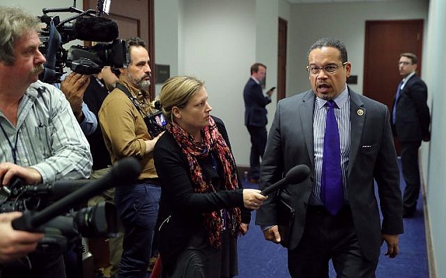Democratic National Committee Deputy Chair Rep. Keith Ellison (Democrat - Minnesota), right, talks to reporters as he leaves a House Democratic caucus meeting at the US Capitol, in Washington, DC, February 8, 2018. (Chip Somodevilla/Getty Images/AFP) Democratic National Committee Deputy Chair Rep. Keith Ellison (Democrat - Minnesota), right, talks to reporters as he leaves a House Democratic caucus meeting at the US Capitol, in Washington, DC, February 8, 2018. (Chip Somodevilla/Getty Images/AFP)