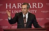 Lawrence Bacow speaks as he is introduced as Harvard University's 29th president during a news conference on February 11, 2018 in Cambridge, Massachusetts. (Paul Marotta/Getty Images/AFP)