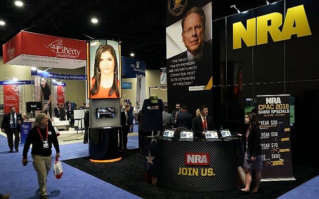 The booth of National Rifle Association (NRA) is seen during CPAC 2018 February 22, 2018 in National Harbor, Maryland. The American Conservative Union hosted its annual Conservative Political Action Conference to discuss conservative agenda. (Alex Wong/Getty Images/AFP) The booth of National Rifle Association (NRA) is seen during CPAC 2018 February 22, 2018 in National Harbor, Maryland. The American Conservative Union hosted its annual Conservative Political Action Conference to discuss conservative agenda. (Alex Wong/Getty Images/AFP)