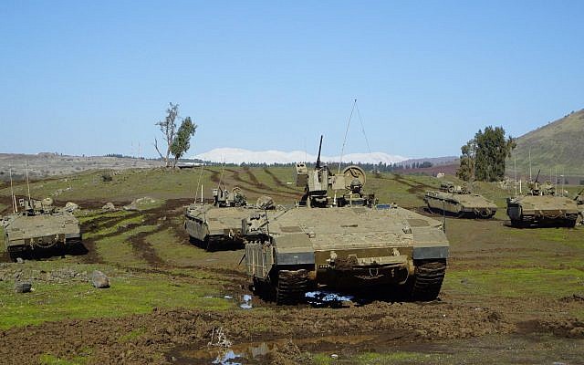 Israeli army armored personnel carriers take part in an exercise in northern Israel. (Israel Defense Forces) Israeli army armored personnel carriers take part in an exercise in northern Israel. (Israel Defense Forces)