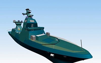 A computer graphic rendering of a Sa'ar 6 corvette, which is currently being constructed for the Israeli Navy in Germany. (Israel Defense Forces)