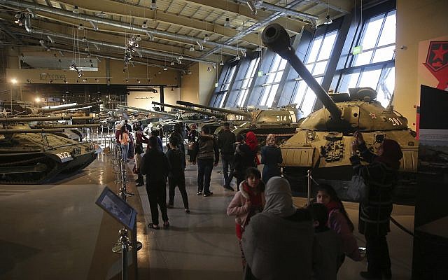 People walk past a display of Cold War-era tanks at the Royal Tank Museum in Amman, Jordan, February 1, 2018. (AP Photo/Sam McNeil) People walk past a display of Cold War-era tanks at the Royal Tank Museum in Amman, Jordan, February 1, 2018. (AP Photo/Sam McNeil)