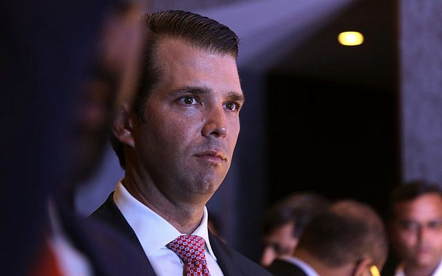 The eldest son of US President Donald Trump, Donald Trump Jr. arrives for a meeting with journalists in Kolkata, India, February 21, 2018. (AP Photo/Bikas Das) The eldest son of US President Donald Trump, Donald Trump Jr. arrives for a meeting with journalists in Kolkata, India, February 21, 2018. (AP Photo/Bikas Das)