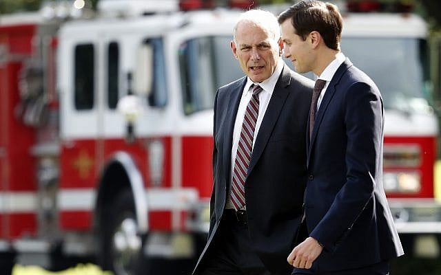 White House Chief of Staff John Kelly, left, talks with White House senior adviser Jared Kushner as they walk to Marine One on the South Lawn of the White House, Thursday, August 3, 2017, in Washington, DC. (AP Photo/Alex Brandon) White House Chief of Staff John Kelly, left, talks with White House senior adviser Jared Kushner as they walk to Marine One on the South Lawn of the White House, Thursday, August 3, 2017, in Washington, DC. (AP Photo/Alex Brandon)