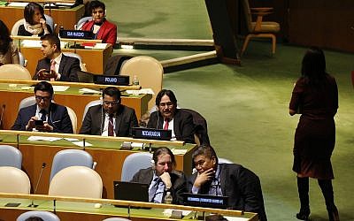 U.S. Ambassador to the United Nations Nikki Haley returns to her seat after speaking to the UN General Assembly, Thursday, December 21, 2017, at United Nations headquarters. (AP/Mark Lennihan)