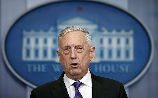 US Defense Secretary Jim Mattis speaks during the daily press briefing at the White House on February 7, 2018. (AP Photo/Carolyn Kaster) US Defense Secretary Jim Mattis speaks during the daily press briefing at the White House on February 7, 2018. (AP Photo/Carolyn Kaster)