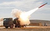 An Israel Military Industries EXTRA missile is fired from its launcher. (Israel Military Industries)