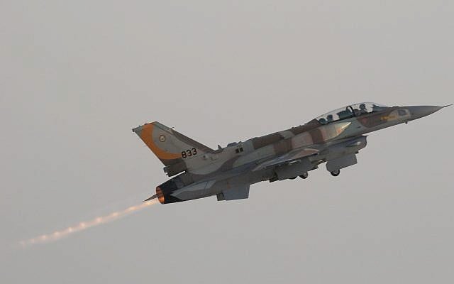 Illustrative: A Lockheed Martin F-16I 'Sufa' takes off during the Israeli Air Force flight school's 156th graduation ceremony. (Tsahi Ben-Ami/Flash 90) Illustrative: A Lockheed Martin F-16I 'Sufa' takes off during the Israeli Air Force flight school's 156th graduation ceremony. (Tsahi Ben-Ami/Flash 90)