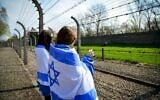 Illustrative: Students visit the site of the Auschwitz-Birkenau death camp site in Oświęcim, Poland, April 16, 2015. (Yossi Zeliger/Flash90)