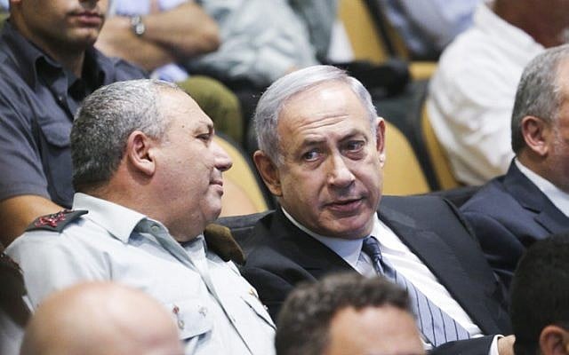 Prime Minister Benjamin Netanyahu and IDF Chief of Staff Lt. Gen. Gadi Eisenkot attend the graduation ceremony at the National Security College, on July 13, 2016. (Flash90) Prime Minister Benjamin Netanyahu and IDF Chief of Staff Lt. Gen. Gadi Eisenkot attend the graduation ceremony at the National Security College, on July 13, 2016. (Flash90)