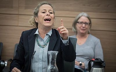 Zionist Union MK Ayelet Nachmias Verbin reacts during a committee meeting at the Knesset, in Jerusalem, on December 3, 2017. (Hadas Parush/Flash90)