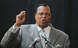 Louis Farrakhan speaking in New York City, June 15, 2011. (Mario Tama/Getty Images via JTA)