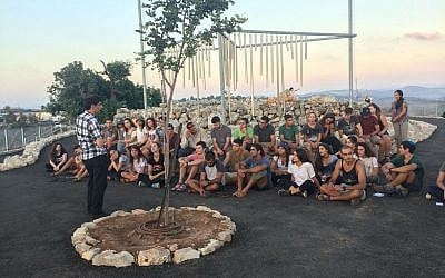 Simcha Goldin, whose son Hadar's remains have been held captive by the Hamas terrorist group since the 2014 Gaza war, speaks to candidates for a pre-army preparatory program named after him, in an undated photograph. (Defense Ministry)