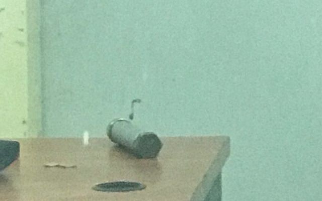 A pipe bomb that a Palestinian man tried to smuggle into the Samaria Military Court on February 13, 2018. (Israel Police) A pipe bomb that a Palestinian man tried to smuggle into the Samaria Military Court on February 13, 2018. (Israel Police)
