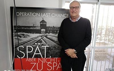 Nazi hunter Efraim Zuroff in his Jerusalem office, January 2018. (Raphael Ahren/Times of Israel)