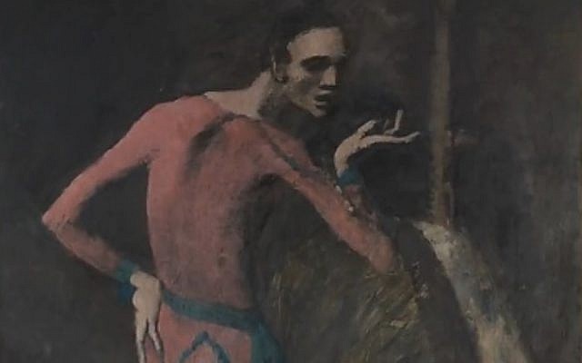 Screen capture from video showing a detail from Pablo Picasso's painting 'The Actor.' (YouTube)