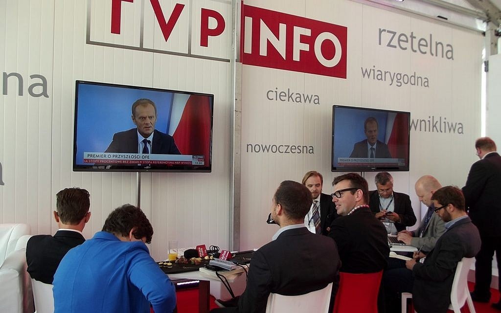 TVP, the state-owned television station in Poland, apologized to an Israeli ambassador for a tweet accusing Israel of ulterior motives in objecting to a new law regulating how Poles may discuss the Holocaust. (Flickr Commons/Piotr Drabik/via JTA) TVP, the state-owned television station in Poland, apologized to an Israeli ambassador for a tweet accusing Israel of ulterior motives in objecting to a new law regulating how Poles may discuss the Holocaust. (Flickr Commons/Piotr Drabik/via JTA)