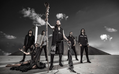 The album cover of Orphaned Land's latest album, 'Unsung Prophets and Dead Messiahs,' with lead singer Kobi Farhi at the center (Courtesy Orphaned Land)