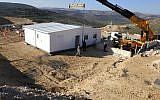 The first caravan is placed on the grounds of the new Amichai settlement for evacuees of the illegal Amona outpost on February 21, 2018. (Courtesy: Amona evacuees)