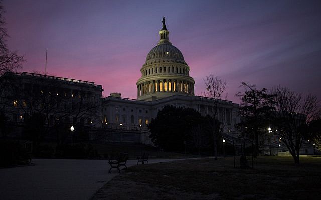 The US Capitol building shown on Feb. 9, 2018. (Zach Gibson/Getty Images via JTA)