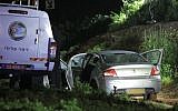 The car where the body of a toddler was found, in a suspected murder-suicide by his father, on February 26, 2018. (Screen capture: Ynet)