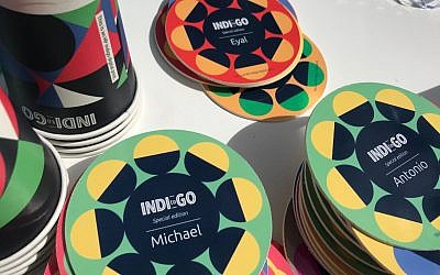 HP Indigo's digital printing technology allows the personalization of products, like coasters with names on them (Shoshanna Solomon/Times of Israel)