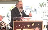 'Homeland' actor Mandy Patinkin speaks at a ceremony to unveil his star on the Hollywood Walk of Fame on February 12, 2018. (Screen capture: YouTube via JTA)