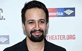 Lin-Manuel Miranda at The Public Theater in New York City on February 20, 2018. (Jamie McCarthy/Getty Images via JTA)
