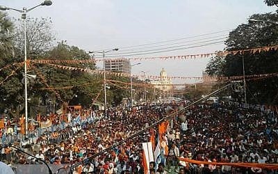 70,000 Hindus in India rally for Israel under Hindu Samhati Banner in Kolkata, February 14, 2018 (Vijeta Uniyal)