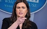 Sarah Sanders speaks during the daily briefing at the White House, on March 12, 2018, in Washington, DC. (AFP)