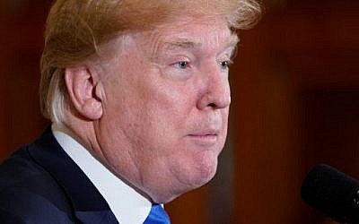 US President Donald Trump speaks during a Greek Independence Day celebration in the East Room of the White House on March 22, 2018 in Washington, DC. (AFP/Mandel Ngan)