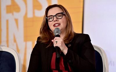 Amber Tamblyn speaks onstage at EMILY's List Pre-Oscars Brunch and Panel on February 27, 2018 in Los Angeles, California.  (Alberto E. Rodriguez/Getty Images/AFP)