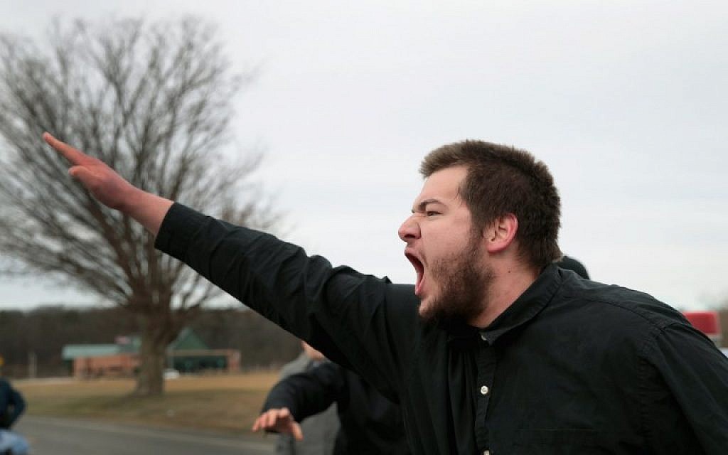 White nationalists clash with counter-demonstrators before the start of a speech by white nationalist Richard Spencer, who popularized the term 'alt-right', at Michigan State University on March 5, 2018 in East Lansing, Michigan. (Scott Olson/Getty Images/AFP)