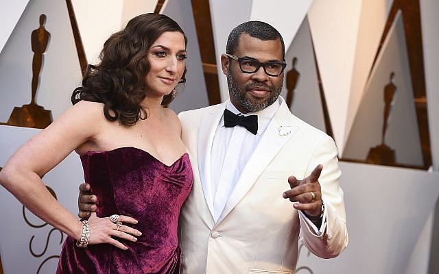 Chelsea Peretti, left, and Jordan Peele arrive at the Oscars on Sunday, March 4, 2018, at the Dolby Theatre in Los Angeles. (Jordan Strauss/Invision/AP)