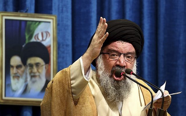 In this January 5, 2018 photo, Iranian senior cleric Ahmad Khatami delivers his sermon during Friday prayer ceremony in Tehran, Iran. (AP Photo/Ebrahim Noroozi) In this January 5, 2018 photo, Iranian senior cleric Ahmad Khatami delivers his sermon during Friday prayer ceremony in Tehran, Iran. (AP Photo/Ebrahim Noroozi)