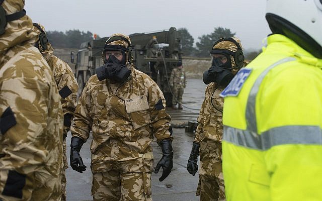 Members of the Falcon Squadron, Royal Tank Regiment, at Winterbourne Gunner, southern England, conducting final preparation and training before deploying in support of the civil authorities in Salisbury city centre, Friday March 9, 2018 (Cpl Pete Brown/Ministry of Defence via AP) Members of the Falcon Squadron, Royal Tank Regiment, at Winterbourne Gunner, southern England, conducting final preparation and training before deploying in support of the civil authorities in Salisbury city centre, Friday March 9, 2018 (Cpl Pete Brown/Ministry of Defence via AP)