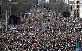 Looking west from the stage area, the crowd fills Pennsylvania Avenue during the 'March for Our Lives' rally in support of gun control, Saturday, March 24, 2018, in Washington. (AP Photo/Alex Brandon)