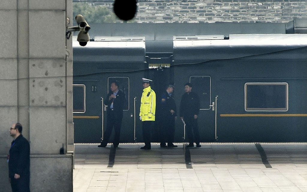 An armored train is seen at Beijing Railway Station in Beijing, March 27, 2018. (Kyodo News via AP) An armored train is seen at Beijing Railway Station in Beijing, March 27, 2018. (Kyodo News via AP)