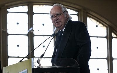 Architect Richard Meier speaks as he honored at the Ellis Island Family Heritage Awards on Ellis Island on Thursday, April 19, 2012. (AP Photo/Mel Evans)