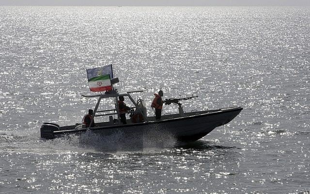 In this Monday, July 2, 2012 file photo, an Iranian Revolutionary Guard speedboat escorts a passenger ship, unseen, near the spot where an Iranian airliner was shot down by a U.S. warship 24 years ago killing 290 passengers. (AP/Vahid Salemi, File) In this Monday, July 2, 2012 file photo, an Iranian Revolutionary Guard speedboat escorts a passenger ship, unseen, near the spot where an Iranian airliner was shot down by a U.S. warship 24 years ago killing 290 passengers. (AP/Vahid Salemi, File)